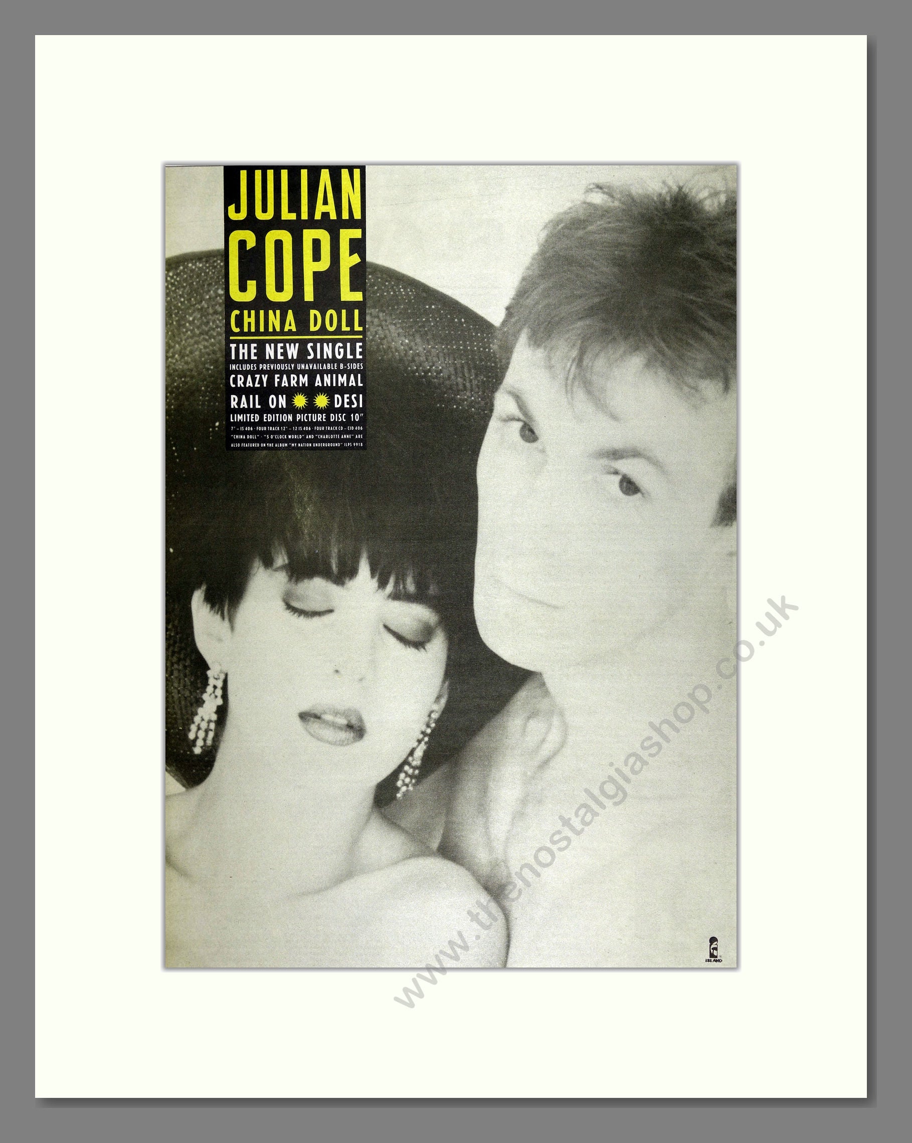 Julian Cope China Doll . Vintage Advert 1989 (ref AD16459) The