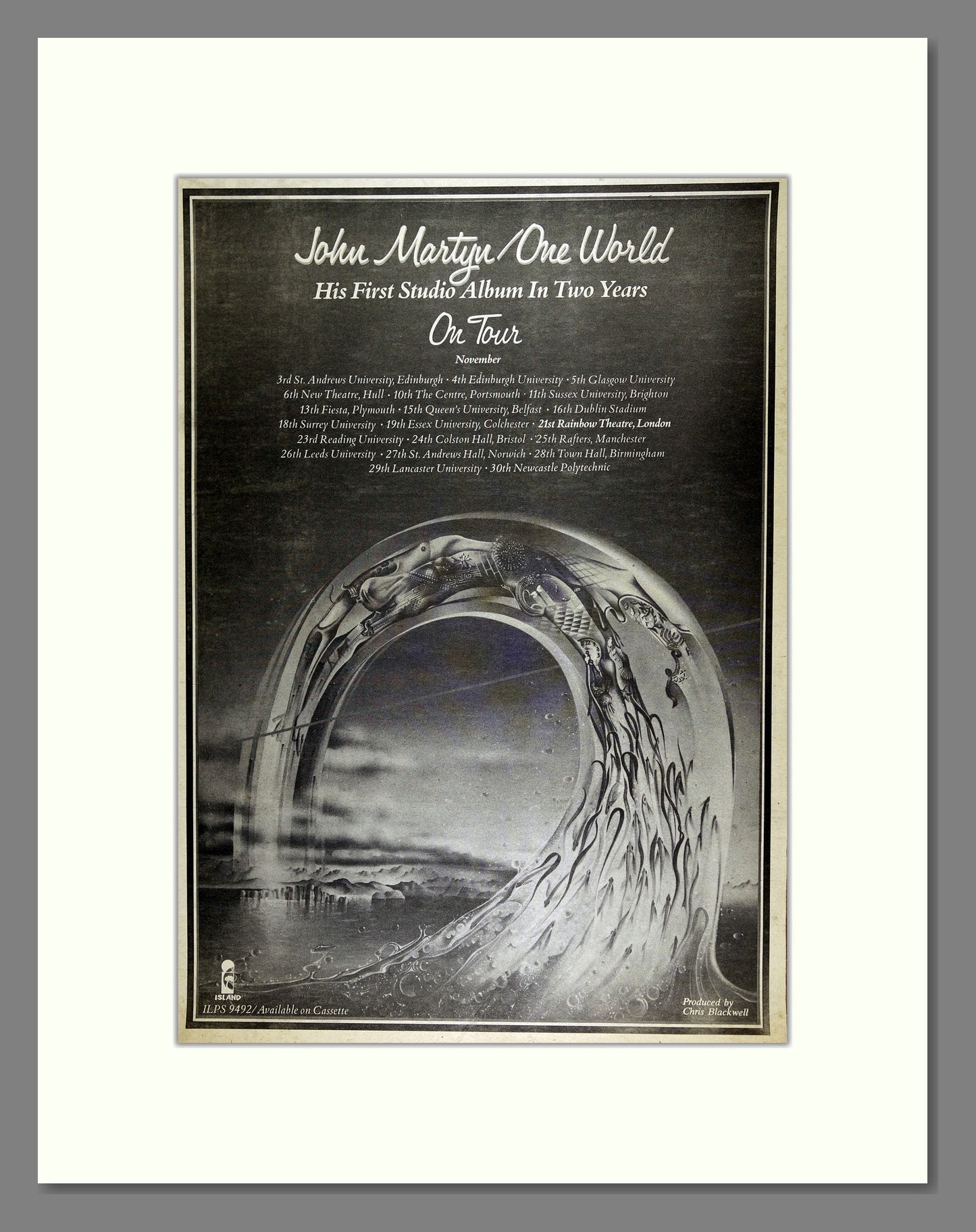 John Martyn - One World. Vintage Advert 1977 (ref AD16467)