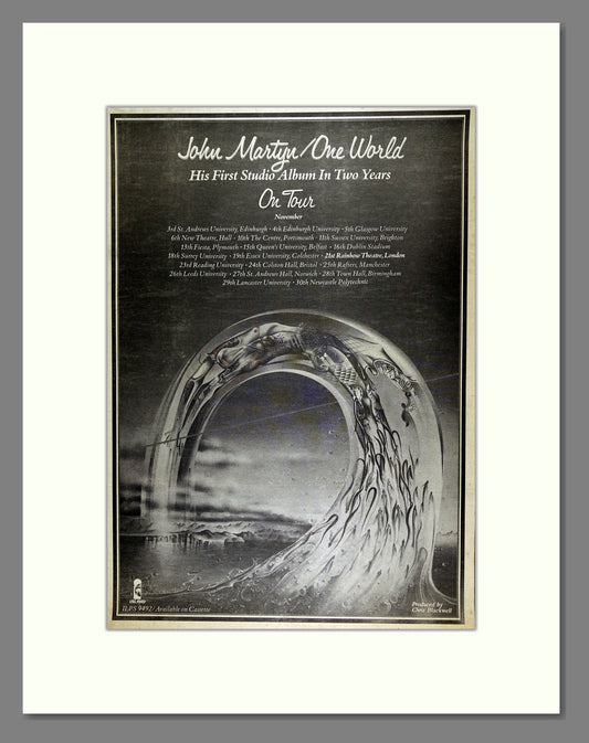 John Martyn - One World. Vintage Advert 1977 (ref AD16467)