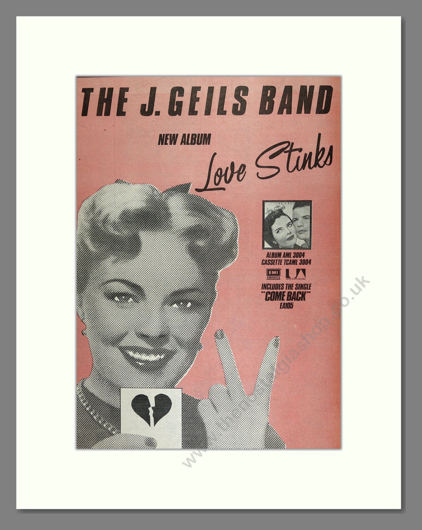 J.Geils Band (The) - Love Stinks. Vintage Advert 1980 (ref AD16489)