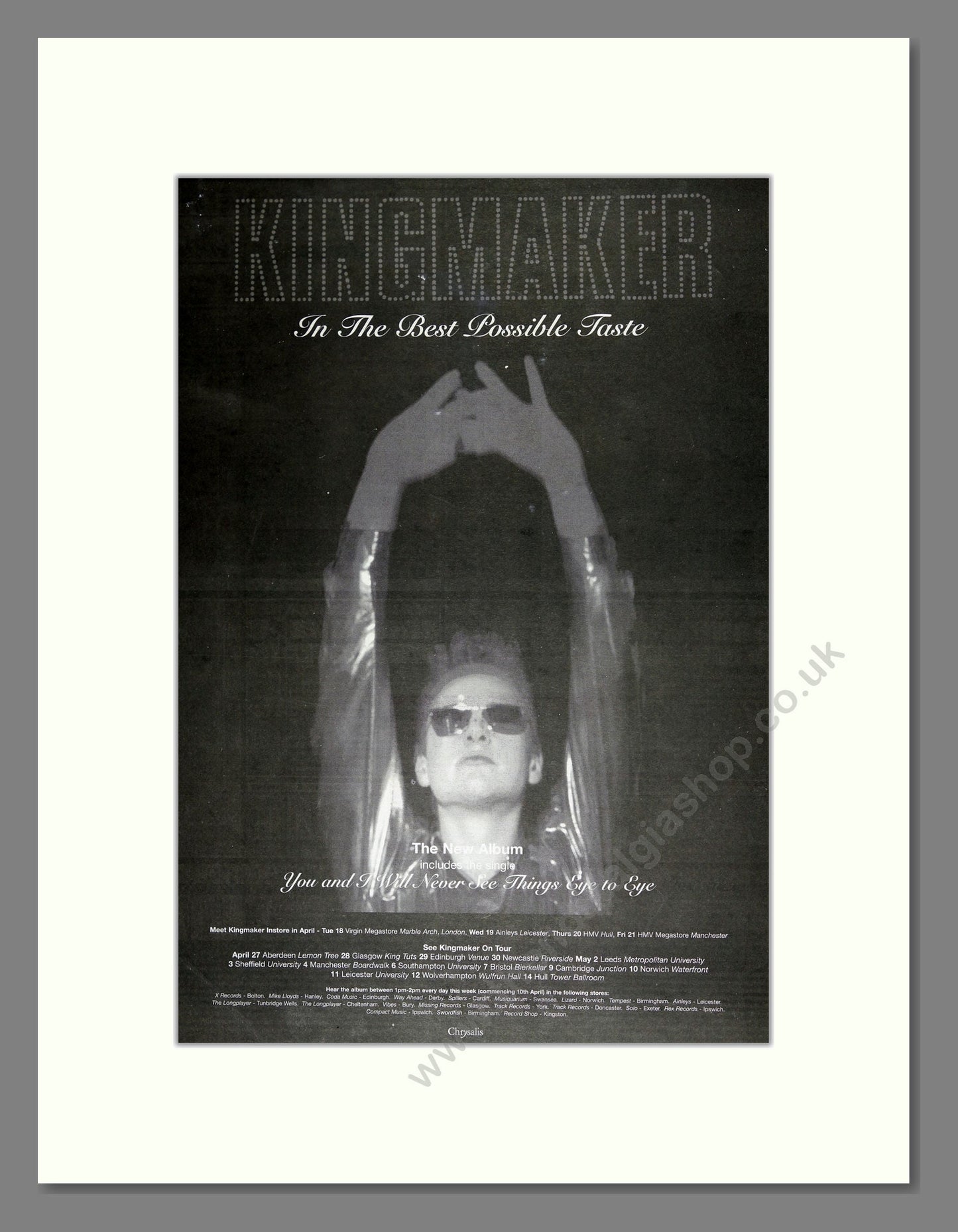 Kingmaker - In The Best Possible Taste. Vintage Advert 1995 (ref AD16512)