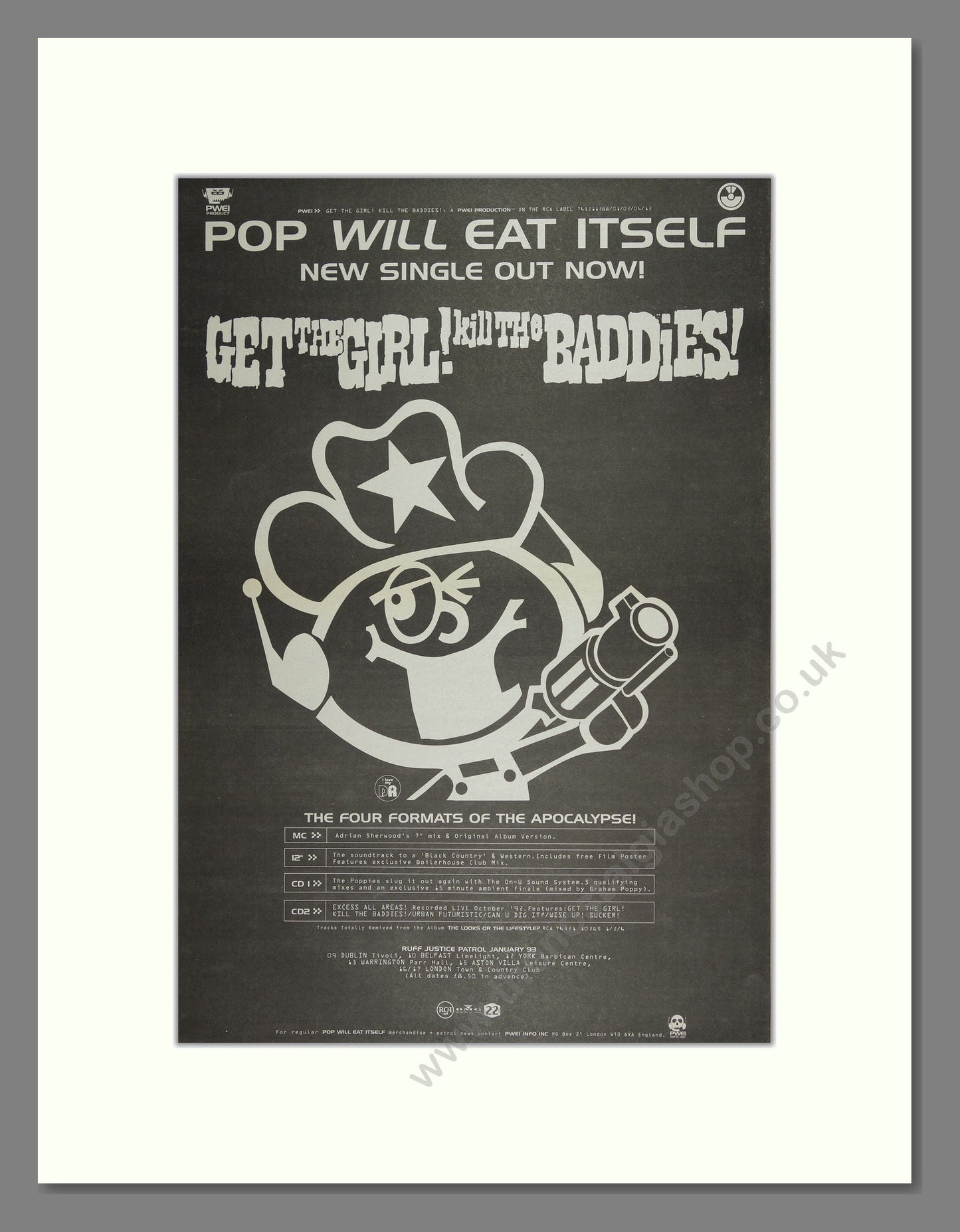 Pop Will Eat Itself - Get the Girl, Kill the Baddies. Vintage Advert 1993 (ref AD16514)