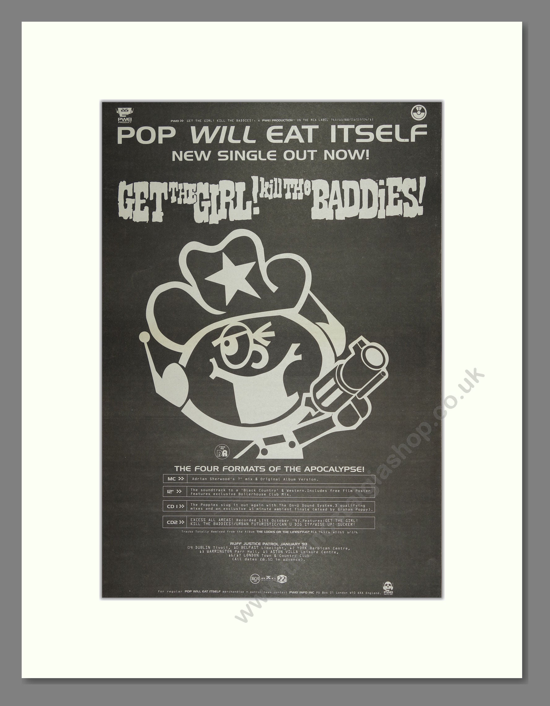 Pop Will Eat Itself - Get the Girl, Kill the Baddies. Vintage Advert 1993 (ref AD16514)
