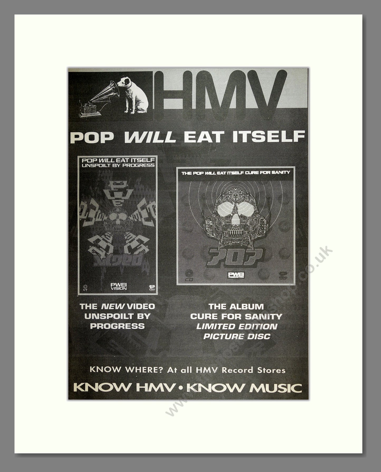 Pop Will Eat Itself - Cure for Sanity. Vintage Advert 1991 (ref AD16516)