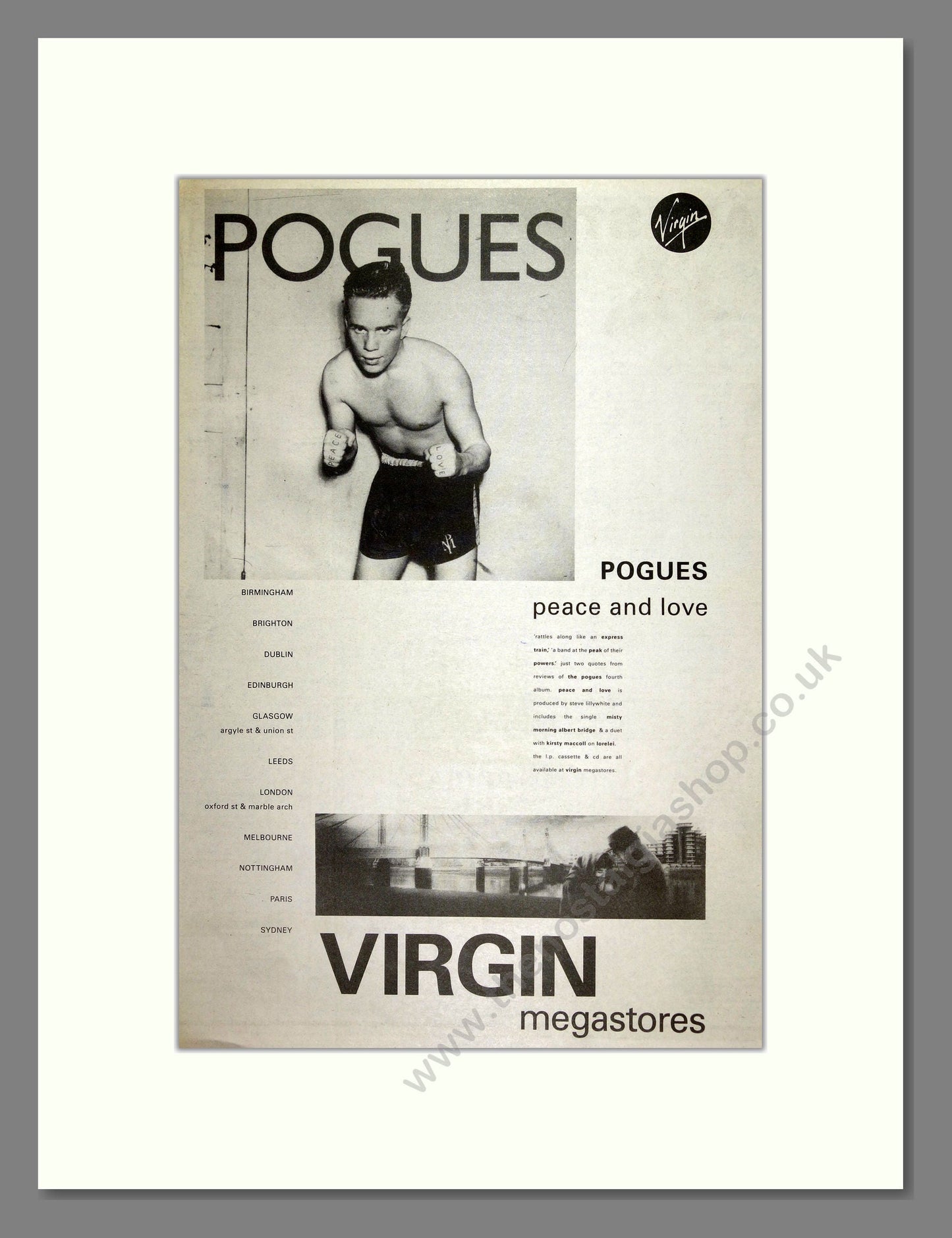 Pogues (The) - Peace and Love . Vintage Advert 1989 (ref AD16533)