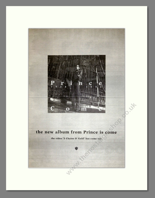 Prince - Come. Vintage Advert 1994 (ref AD16561)