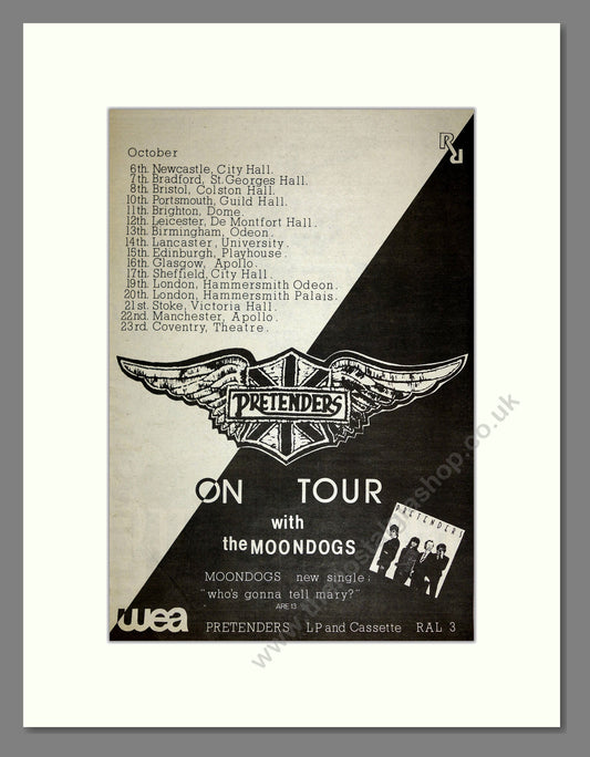 Pretenders - UK Tour with The Moondogs. Vintage Advert 1980 (ref AD16591)