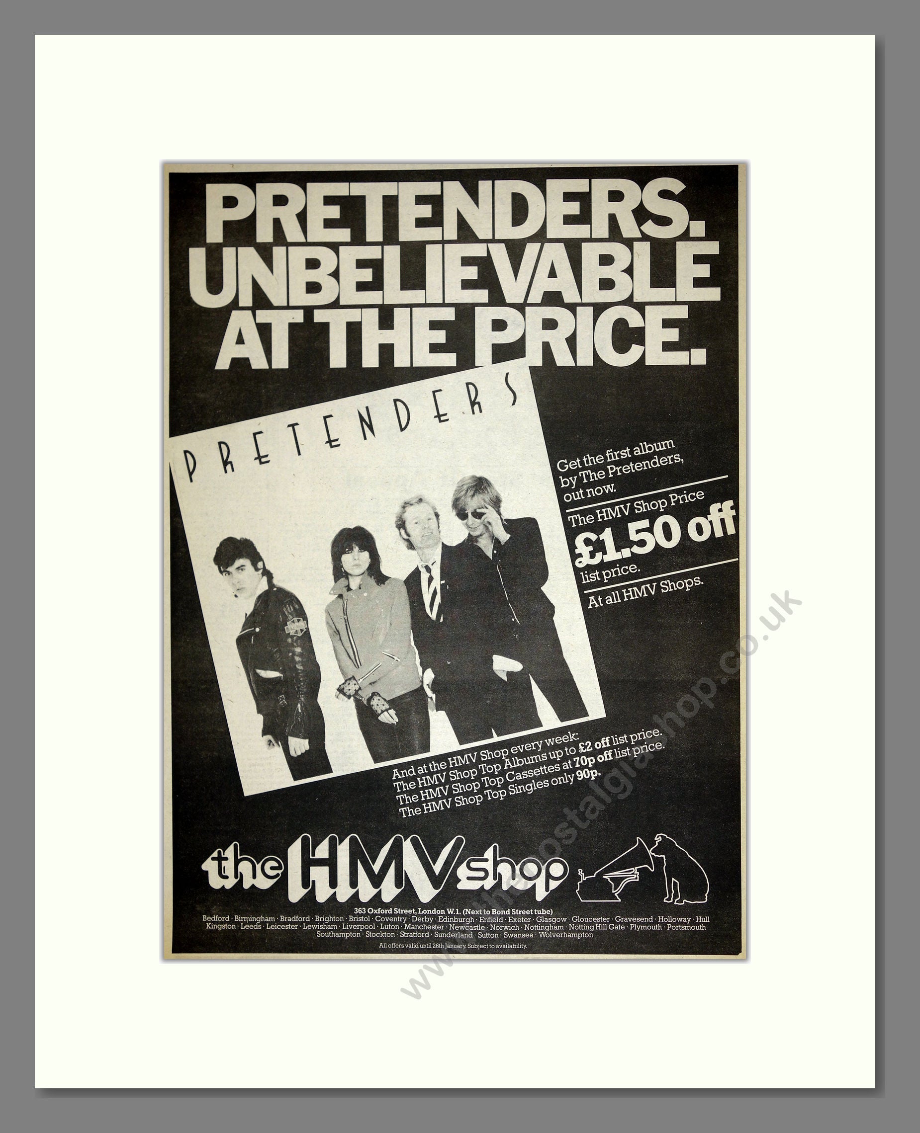 Pretenders - Debut Album. Vintage Advert 1980 (ref AD16596)