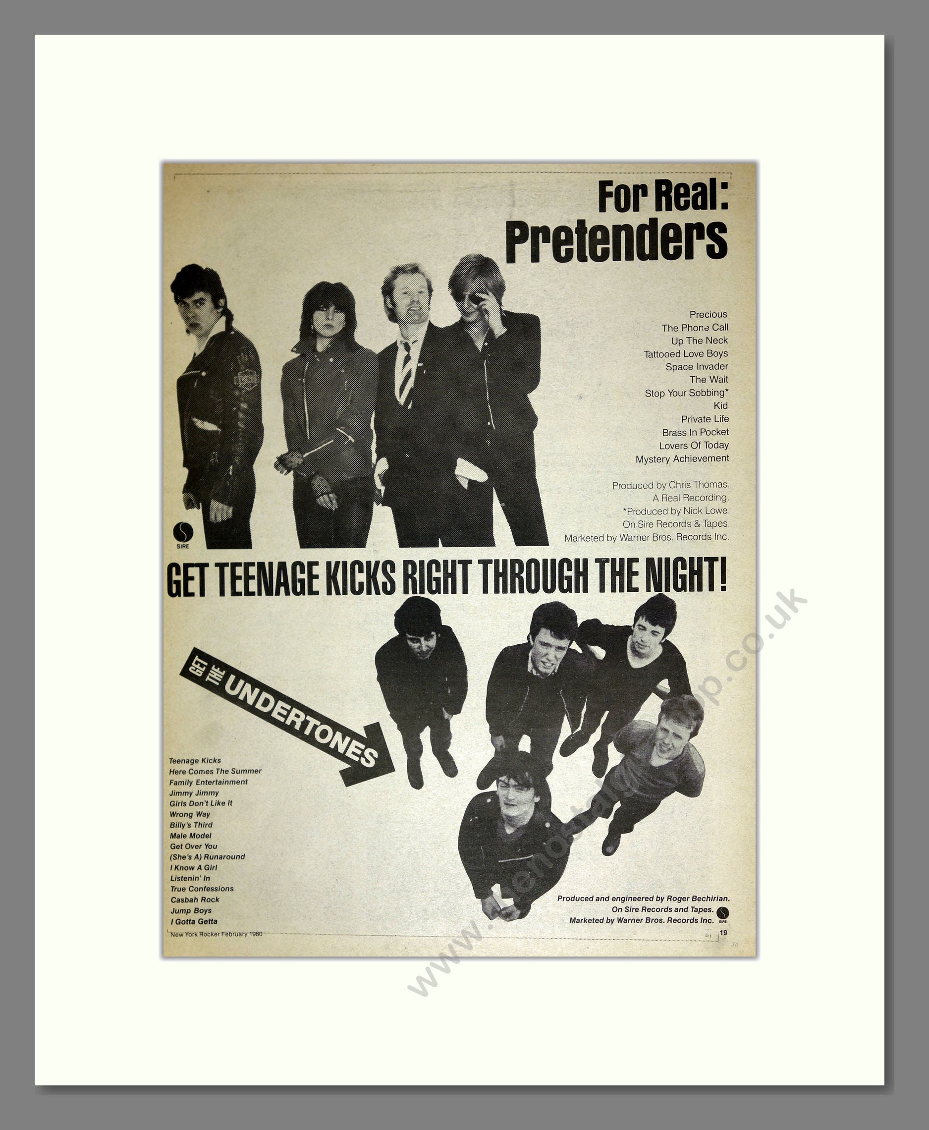 Pretenders / Undertones - Albums. Vintage Advert 1980 (ref AD16598)