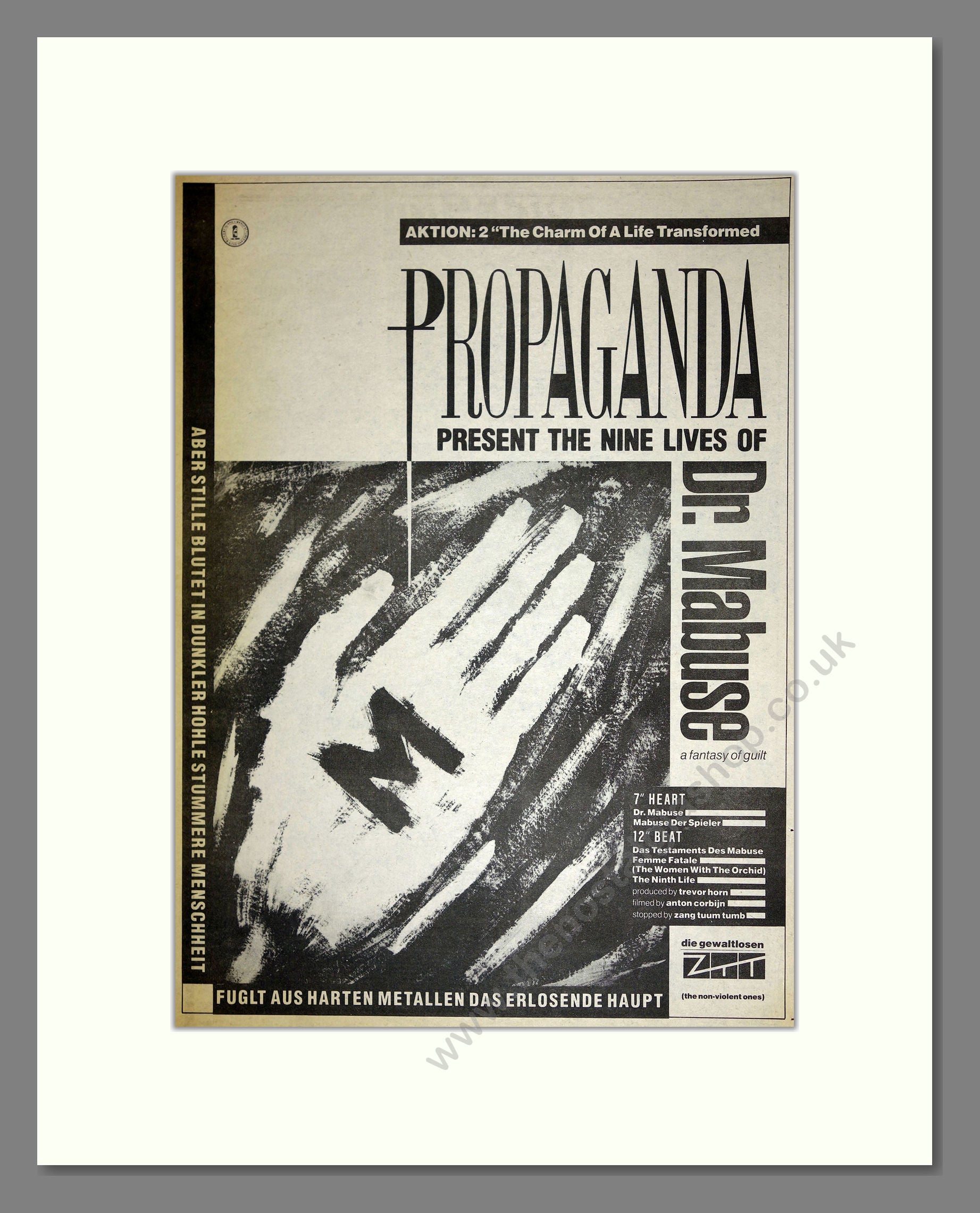 Propaganda - Nine Lives of Dr Mabuse. Vintage Advert 1984 (ref AD16619)