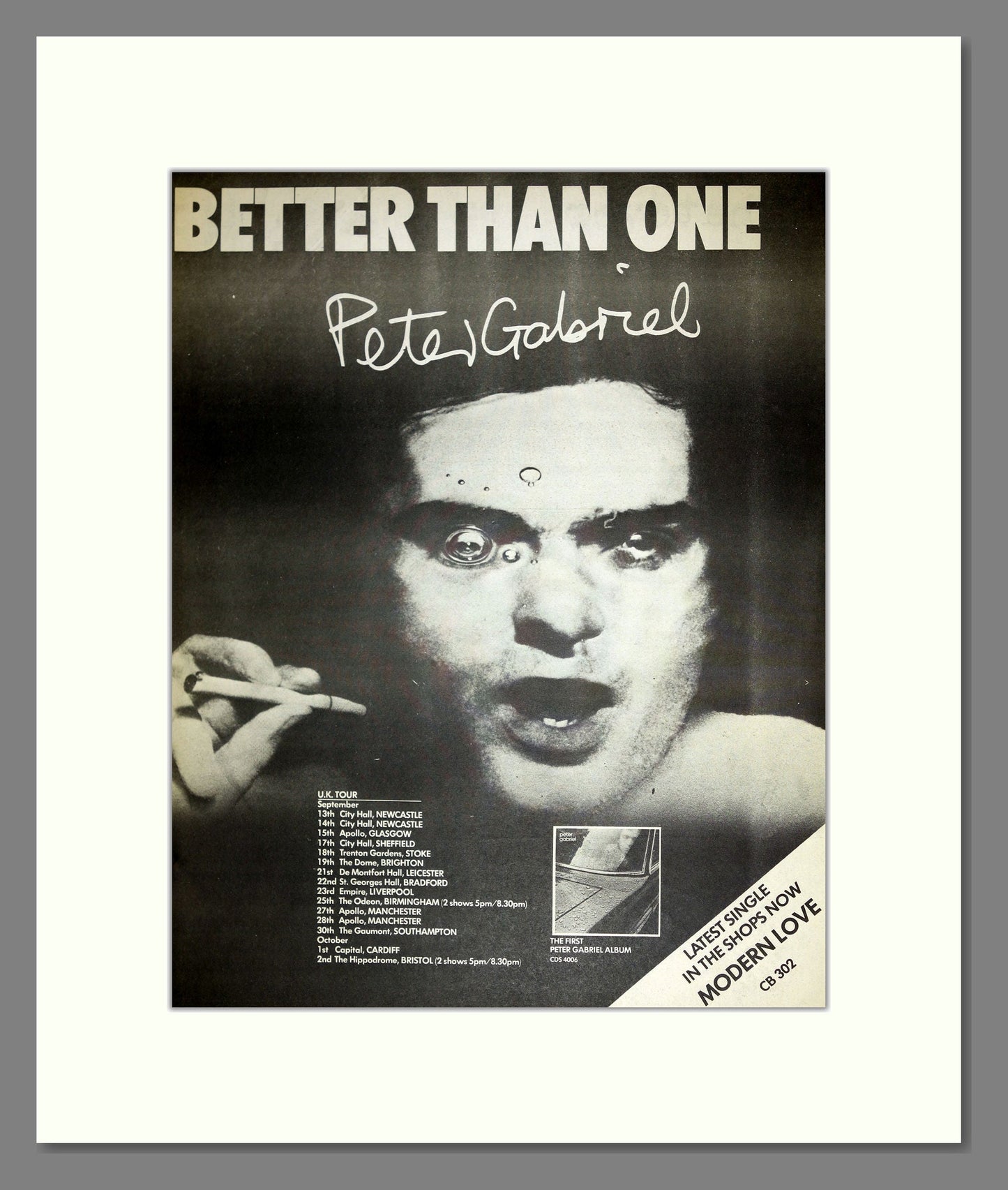 Peter Gabriel - UK Tour. Vintage Advert 1977 (ref AD16628)