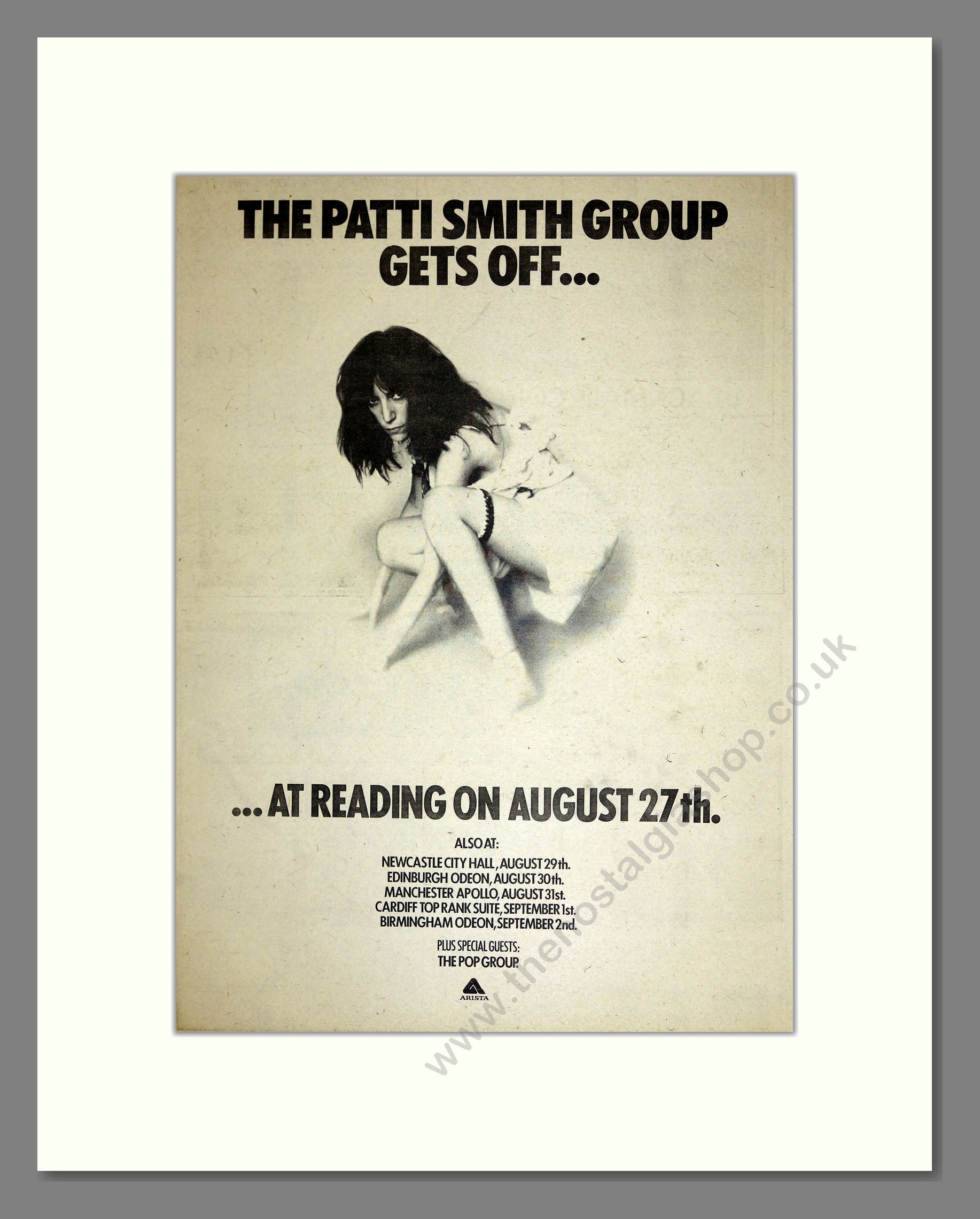 Patti Smith Group (The) - Reading Gig (Plus UK Tour). Vintage Advert 1978 (ref AD16634)