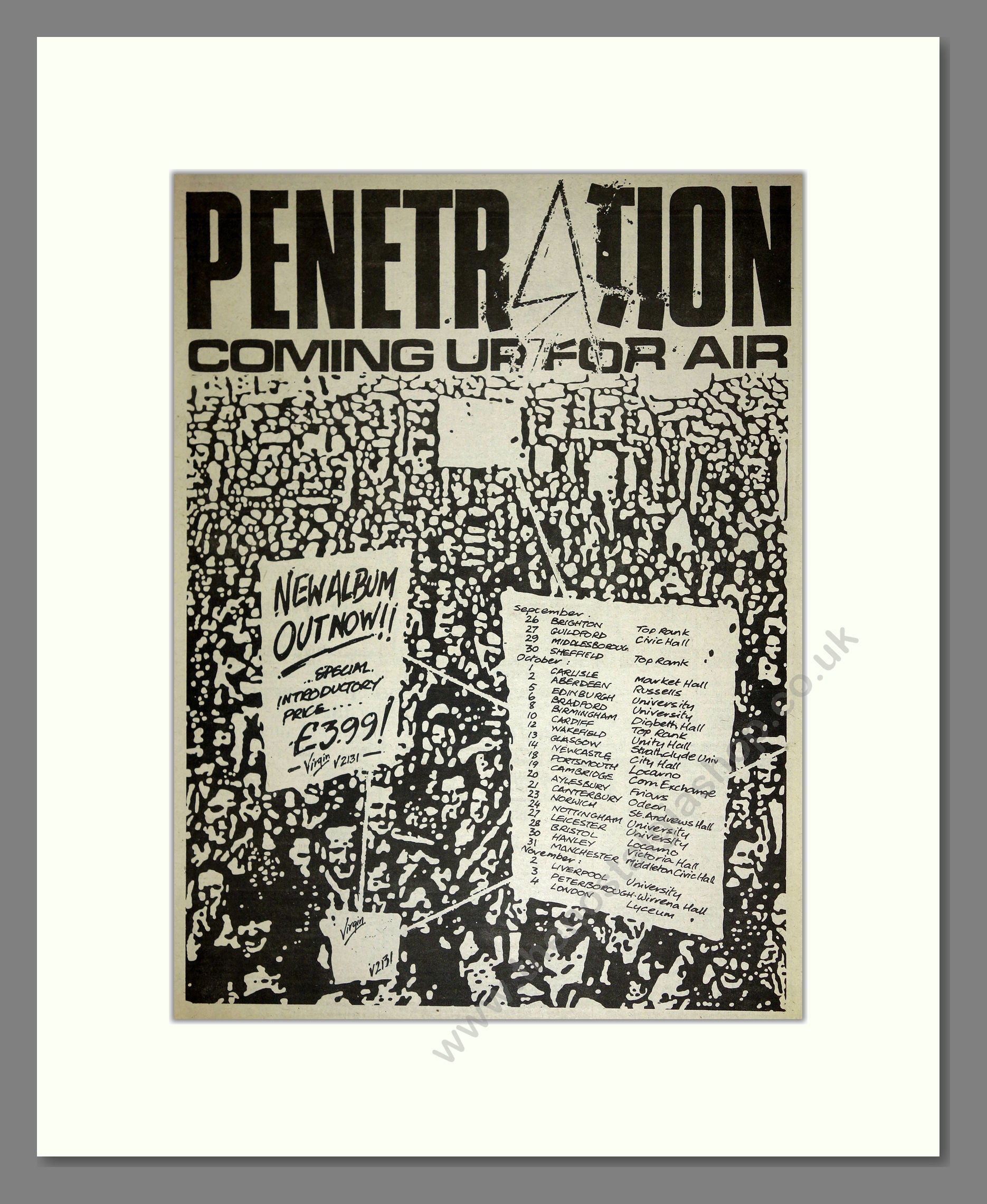 Penetration - Coming Up For Air (UK Tour). Vintage Advert 1979 (ref AD16643)