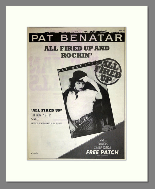 Pat Benetar  - All Fired Up. Vintage Advert 1988 (ref AD16646)