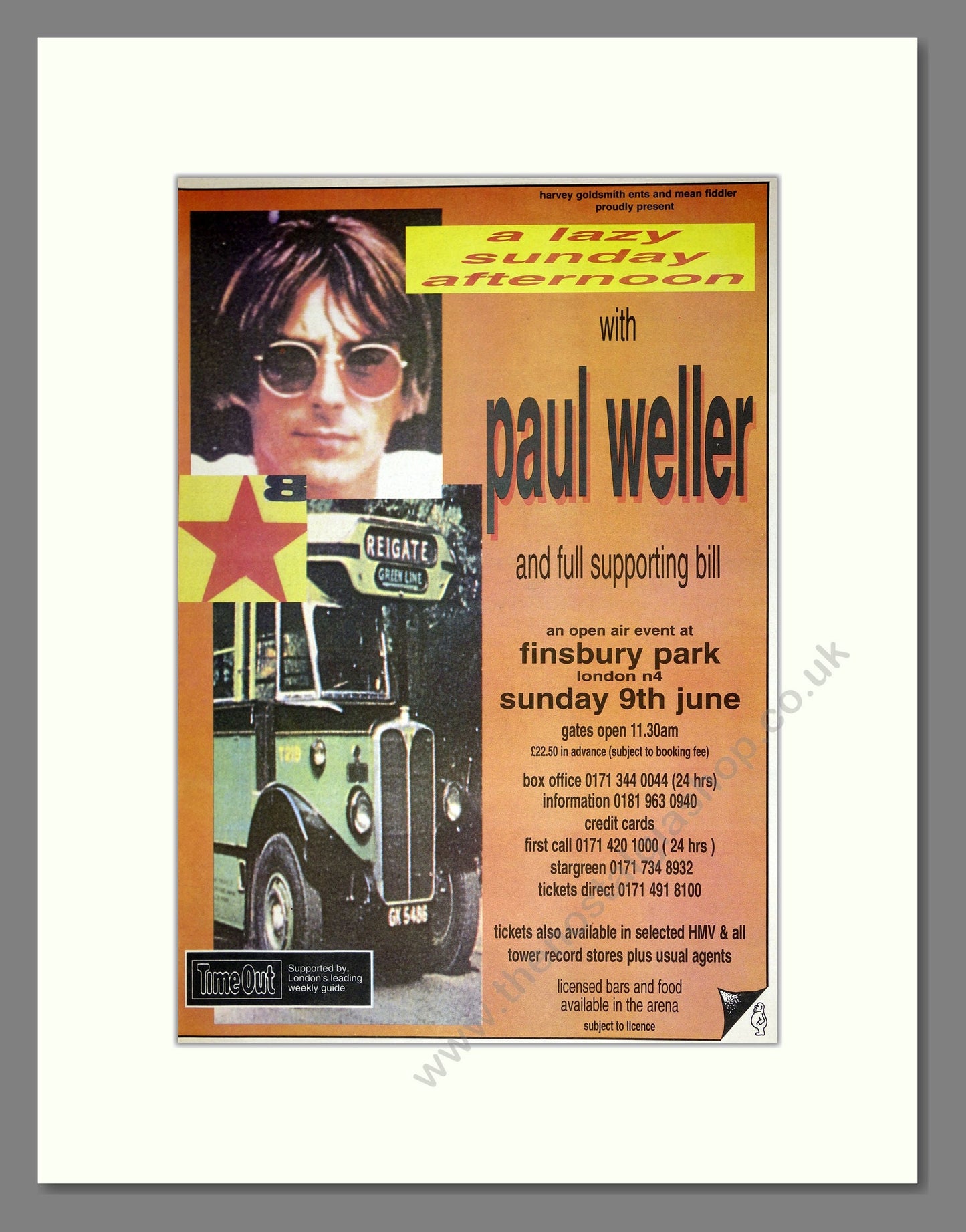Paul Weller - Finsbury Park . Vintage Advert 1996 (ref AD16659)