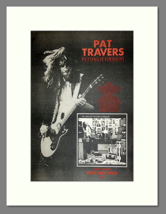 Pat Travers - Putting It Straight. Vintage Advert 1977 (ref AD16675)