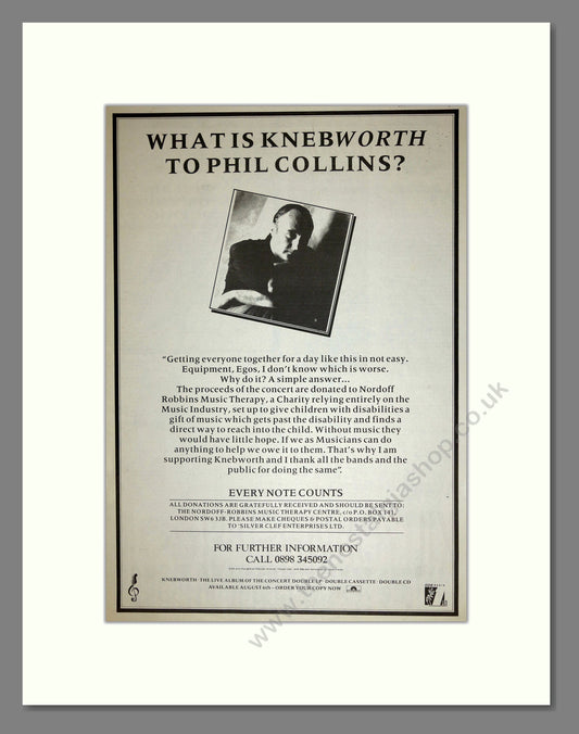 Phil Collins - Knebworth. Vintage Advert 1990 (ref AD16708)