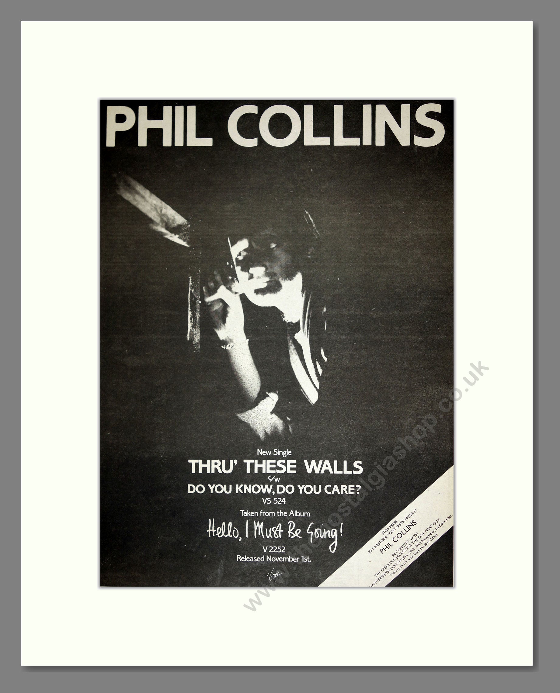 Phil Collins - Thru These Walls. Vintage Advert 1982 (ref AD16710)