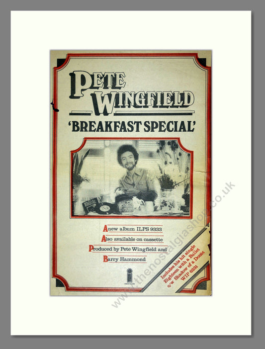 Pete Wingfield - Breakfast Special. Vintage Advert 1975 (ref AD16728)