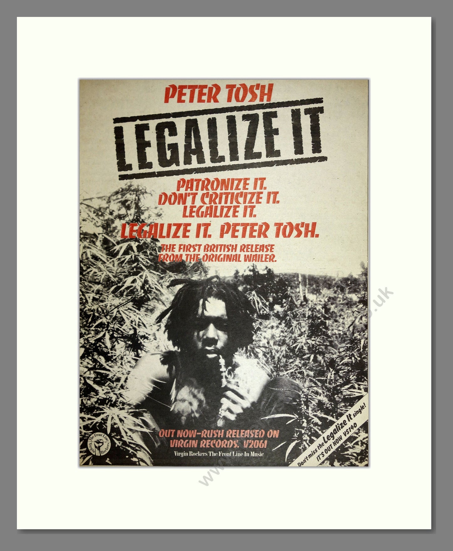 Peter Tosh - Legalize It. Vintage Advert 1976 (ref AD16732)