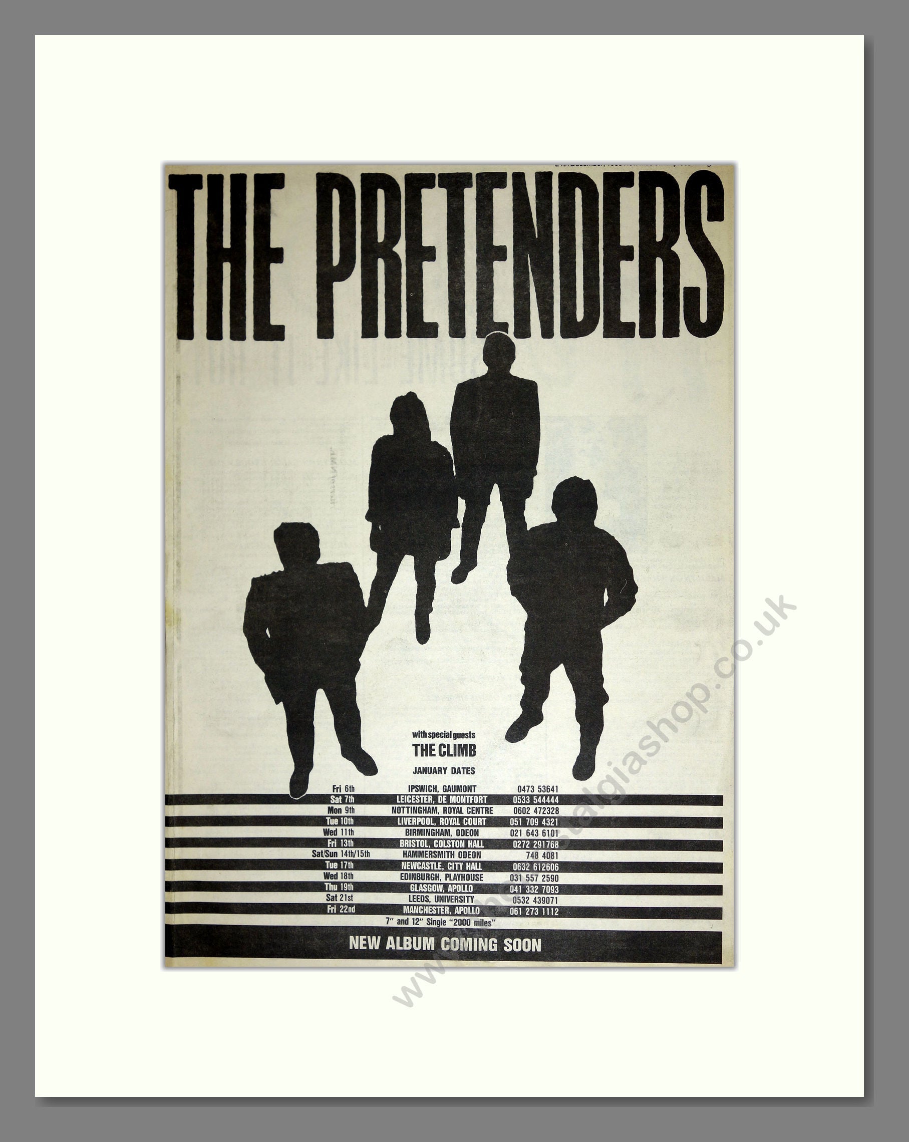 Pretenders - UK Tour. Vintage Advert 1983 (ref AD16776)