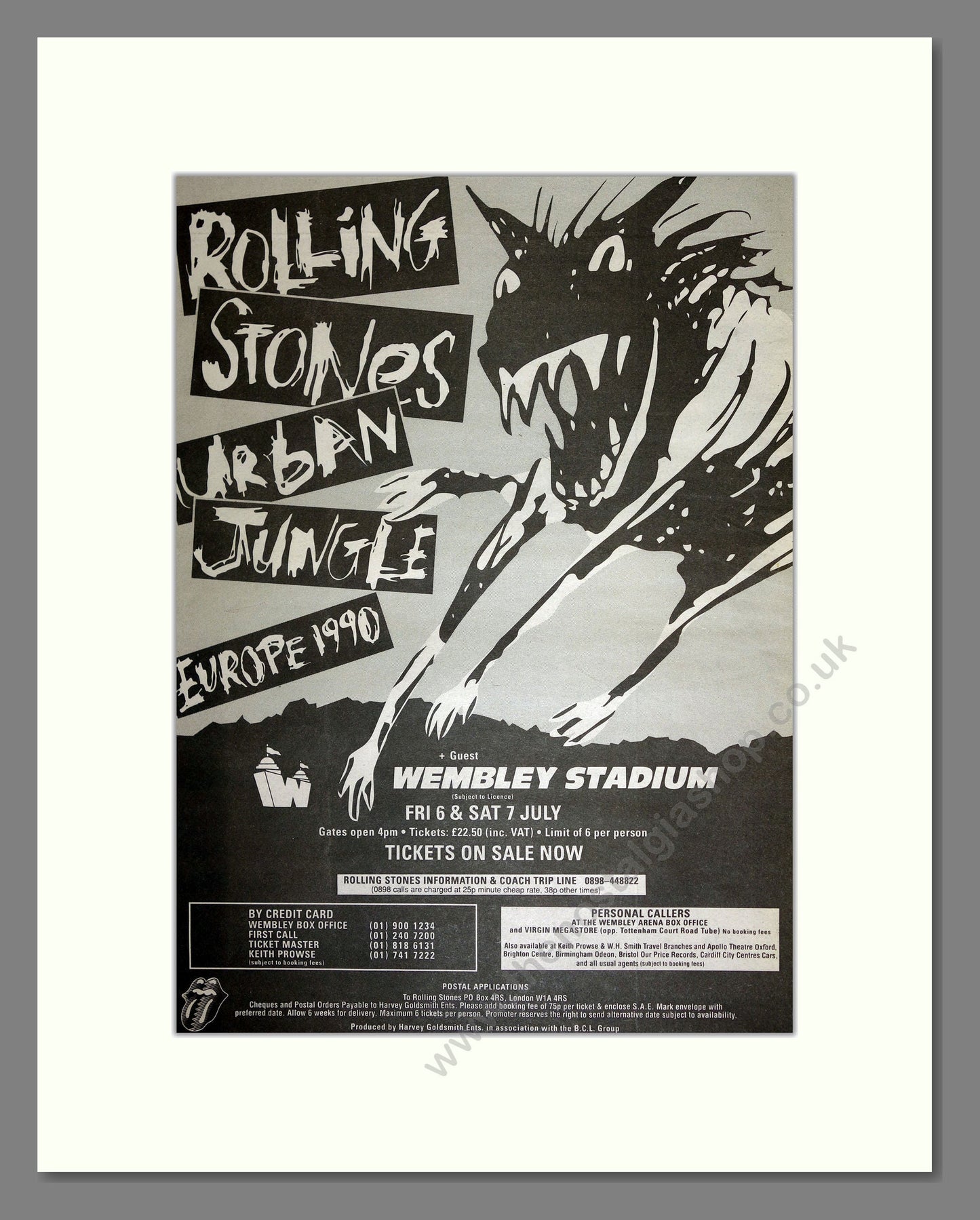 Rolling Stones (The) - Urban Jungle (Wembley). Vintage Advert 1990 (ref AD16801)