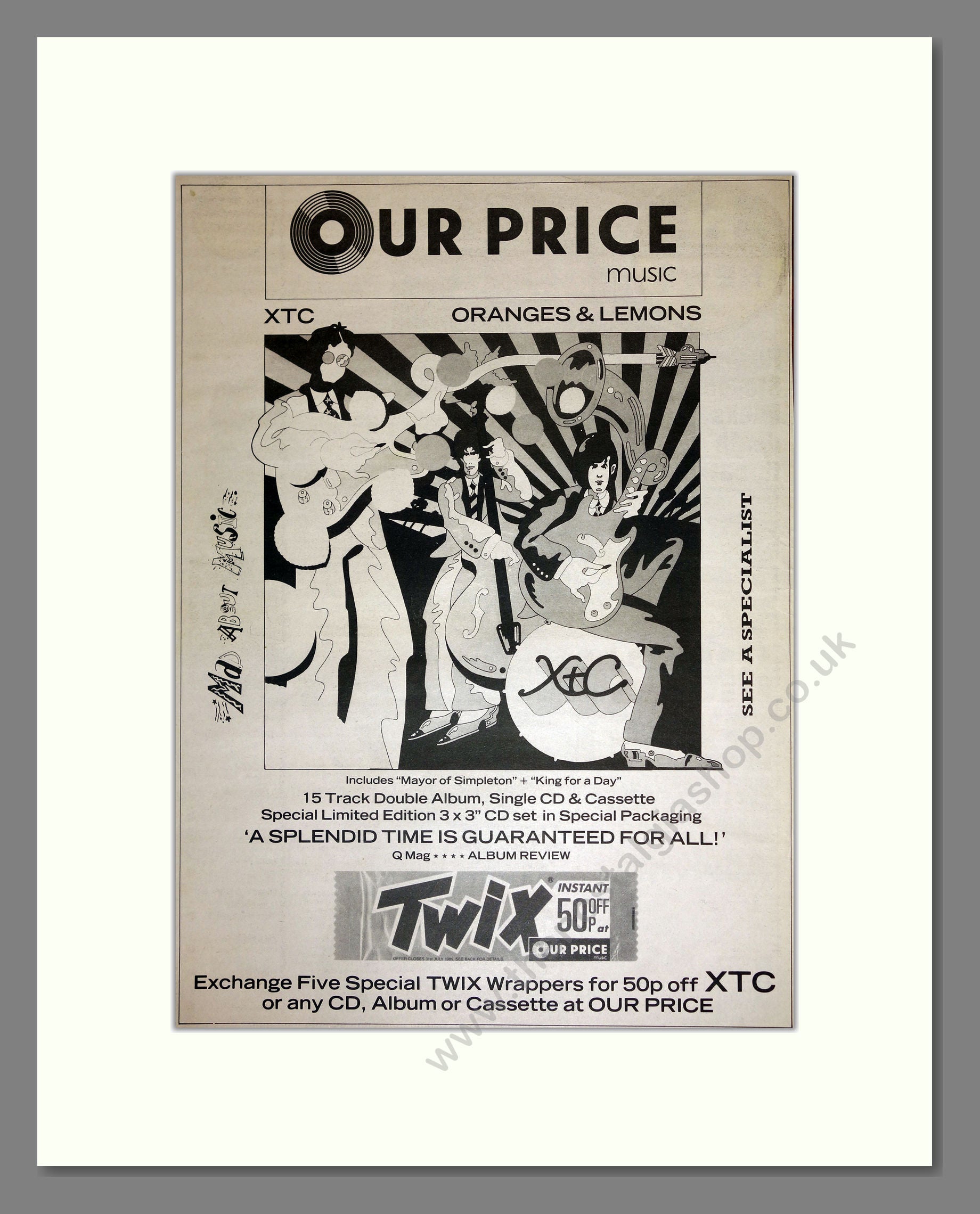 XTC Oranges and Lemons. Vintage Advert 1989 (ref AD16821) The Nostalgia Shop