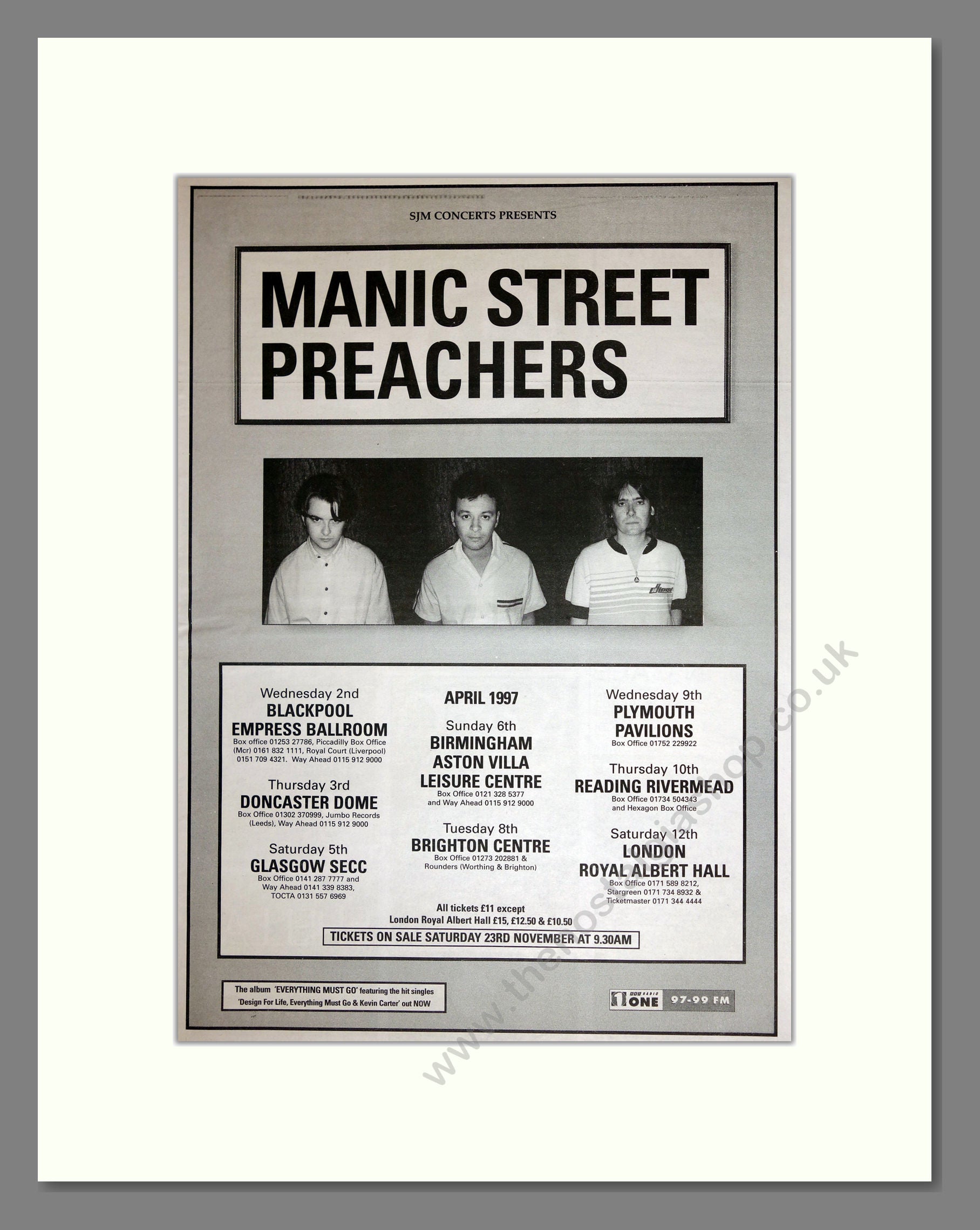 Manic Street Preachers - UK Tour. Vintage Advert 1997 (ref AD16848