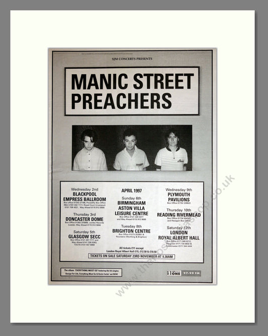 Manic Street Preachers - UK Tour. Vintage Advert 1997 (ref AD16848)
