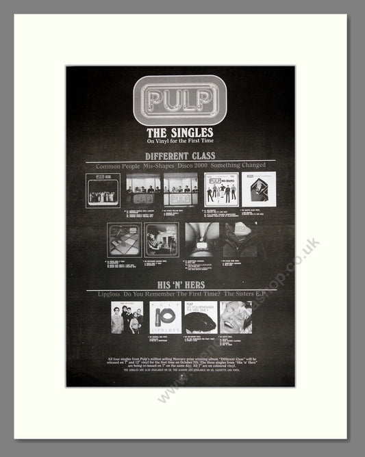 Pulp - The Singles. Vintage Advert 1996 (ref AD16890)