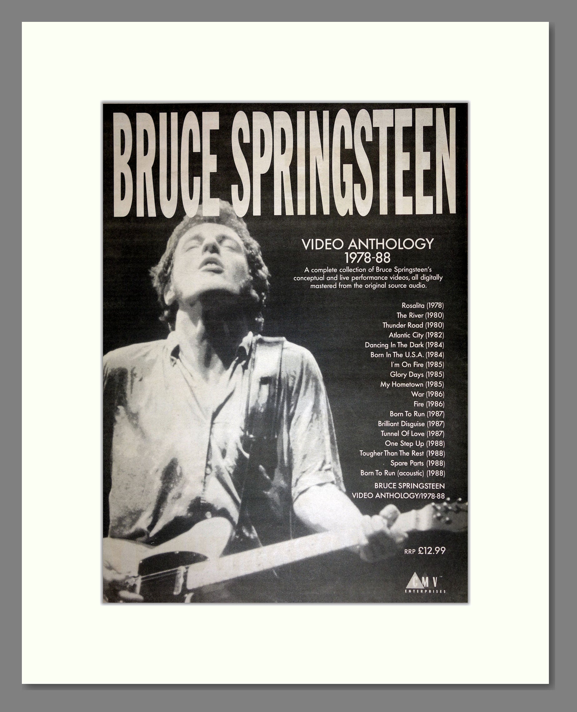 Bruce Springsteen - Video Anthology. Vintage Advert 1989 (ref AD16904 ...