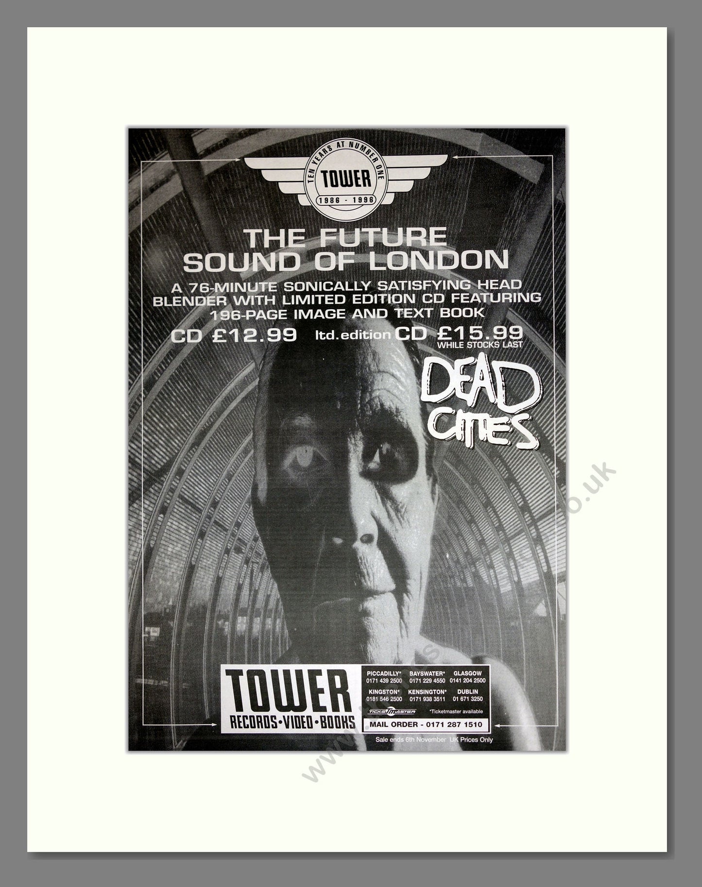 The Future Sound Of London - Dead Cities. Vintage Advert 1996 (ref AD16928)