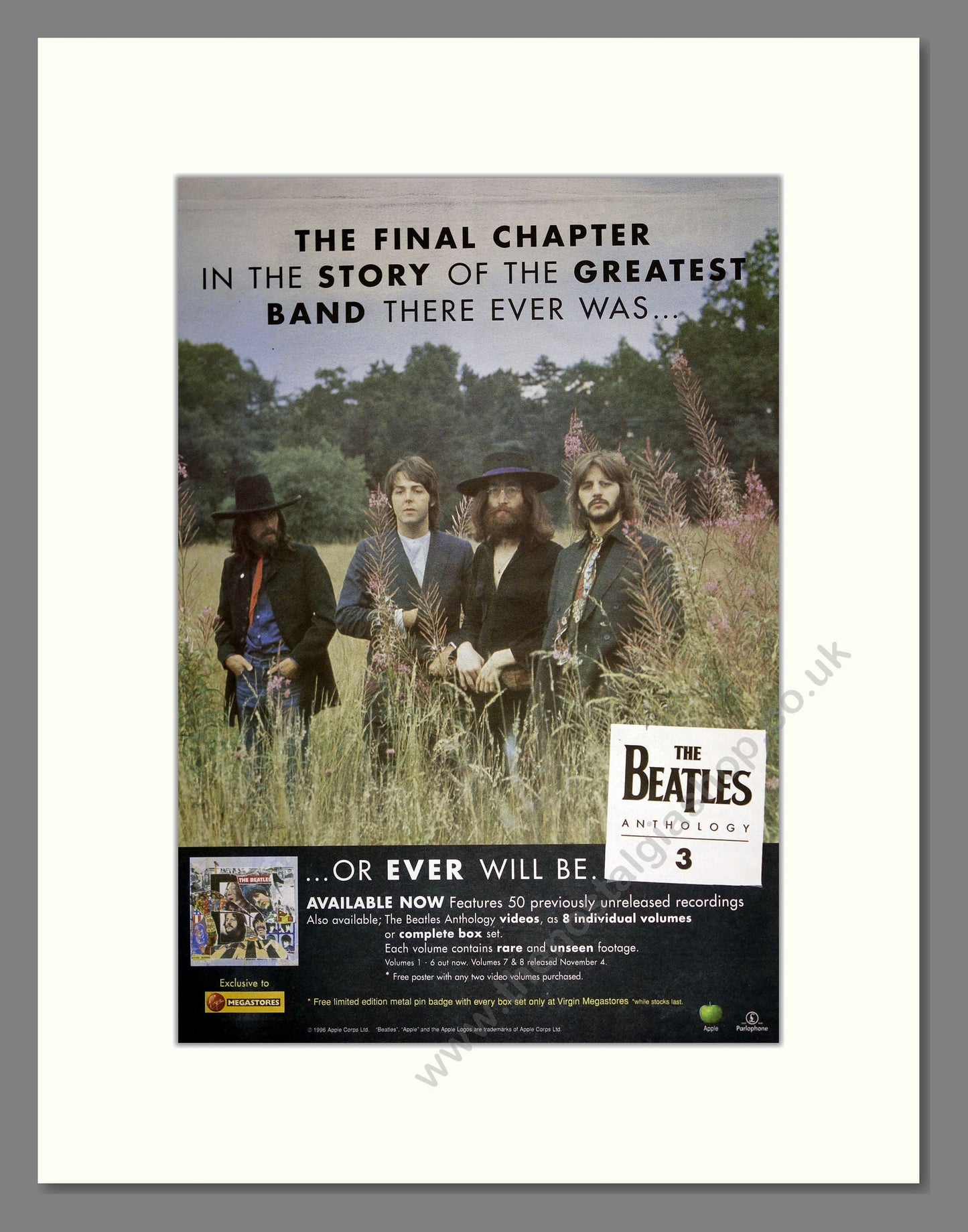 Beatles (The) - Anthology 3. Vintage Advert 1996 (ref AD16941)