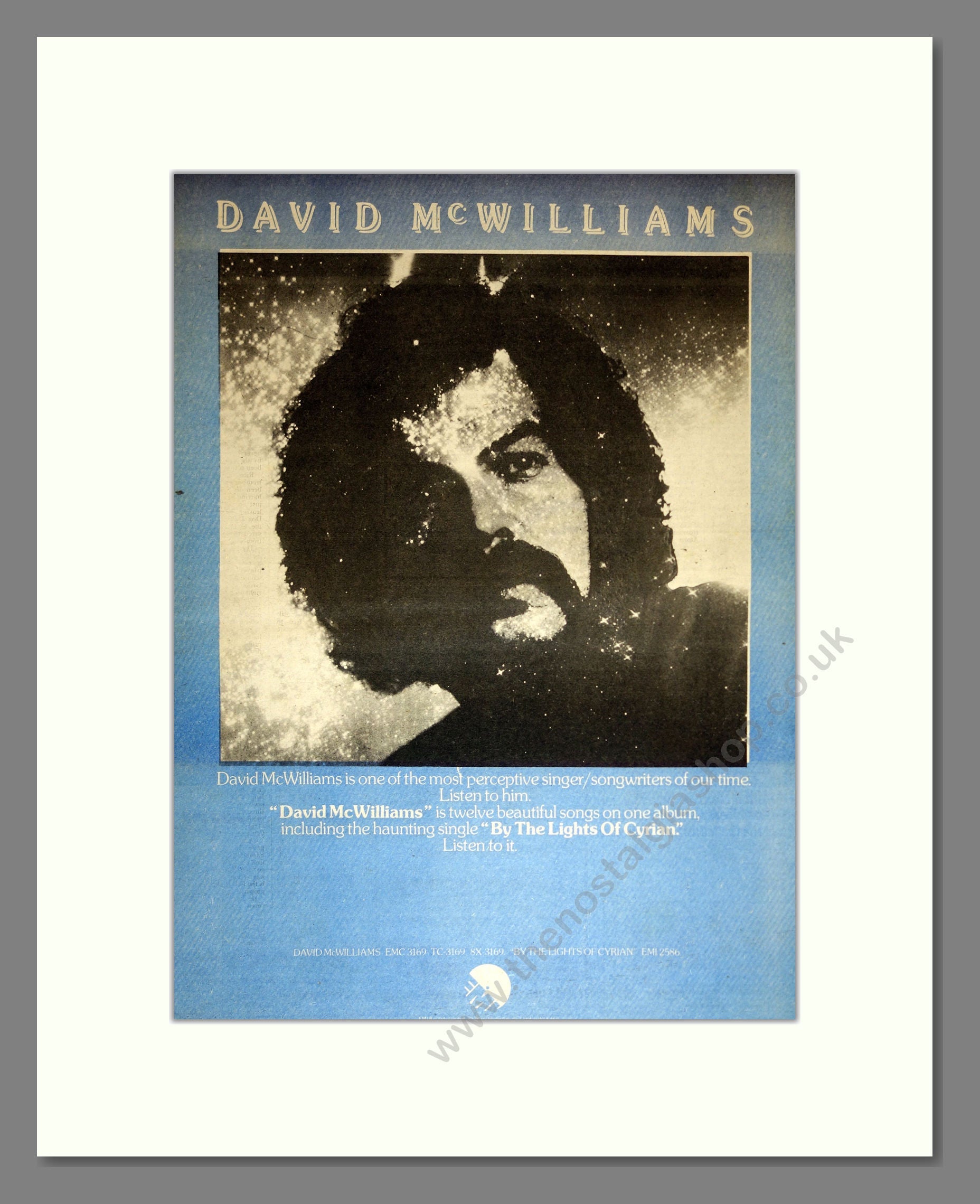 David McWilliams - By The Lights Of Cyrian. Vintage Advert 1977 (ref AD16987)