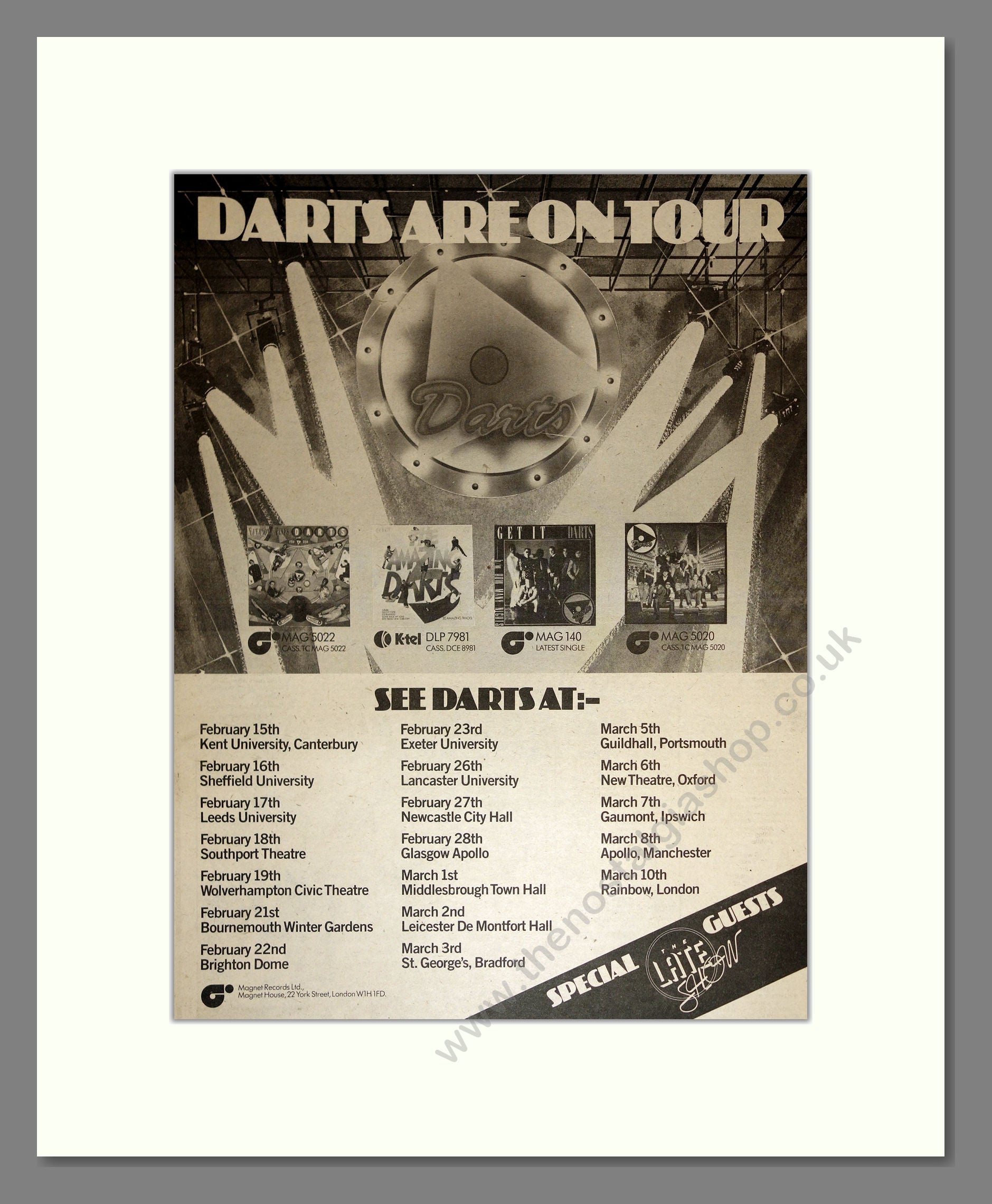 Darts - UK Tour. Vintage Advert 1979 (ref AD17069)
