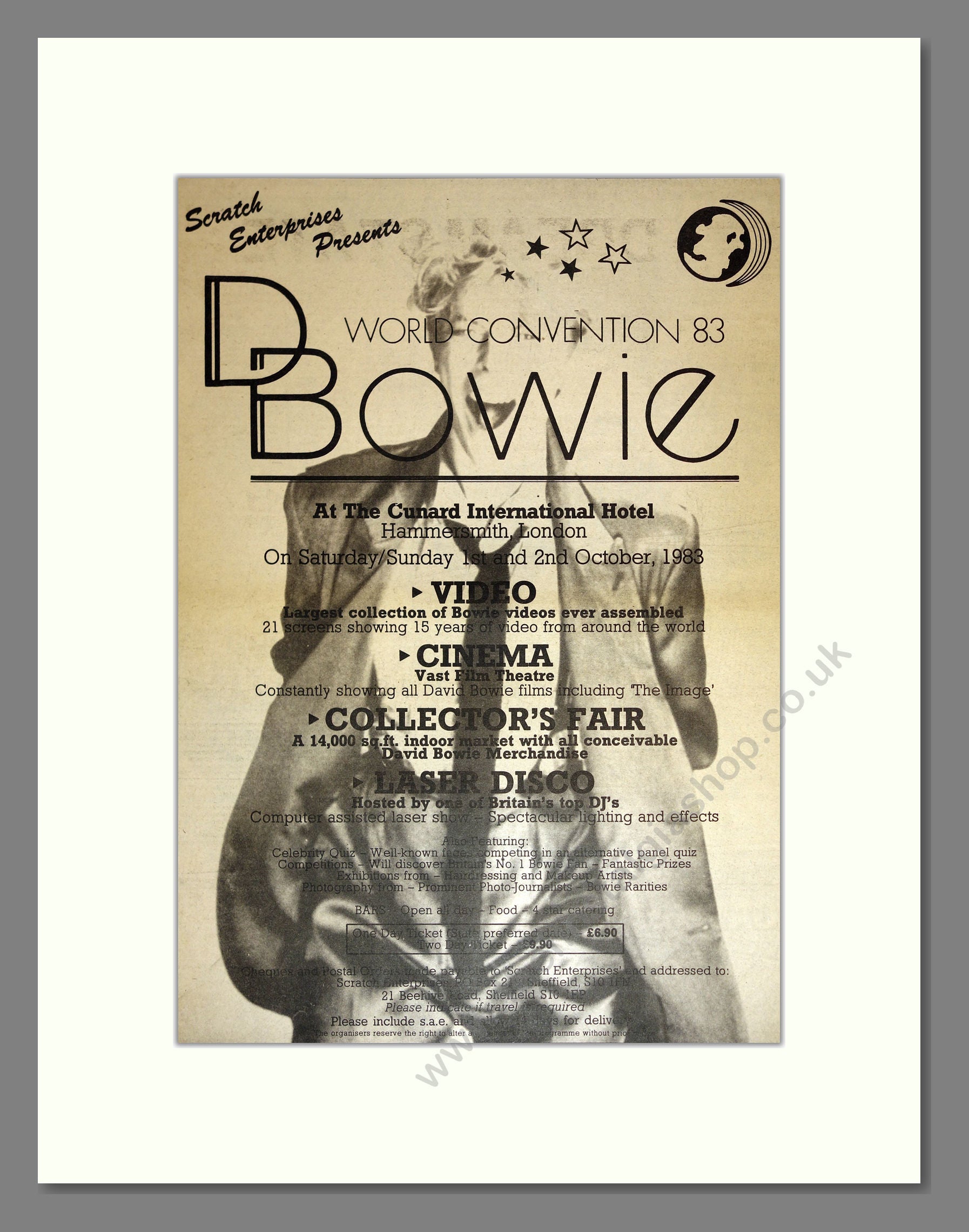 David Bowie - World Convention 83. Vintage Advert 1983 (ref AD17159)