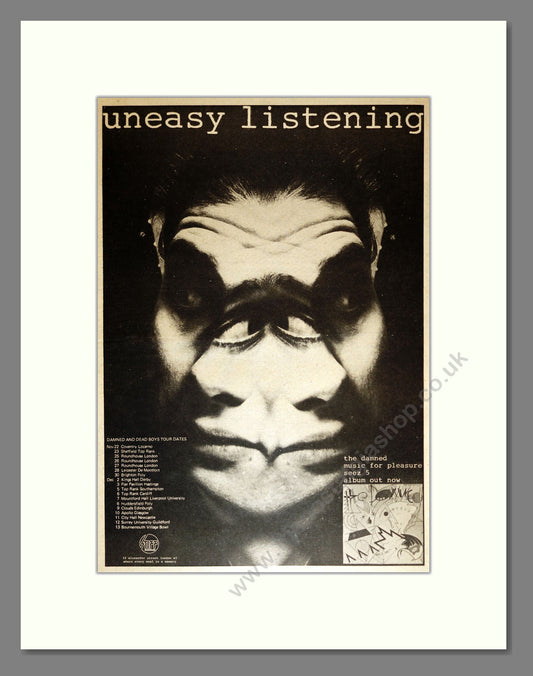 Damned (The) - Uneasy Listening Music For Pleasure UK Tour. Vintage Advert 1977 (ref AD17197)