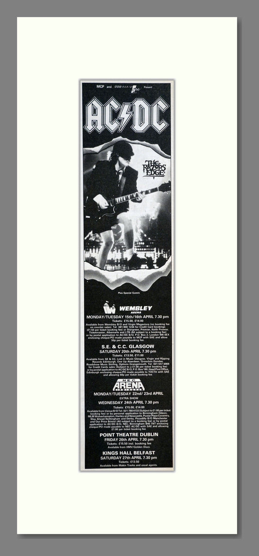 AD / DC - UK Concerts. Vintage Advert 1990 (ref AD200841)