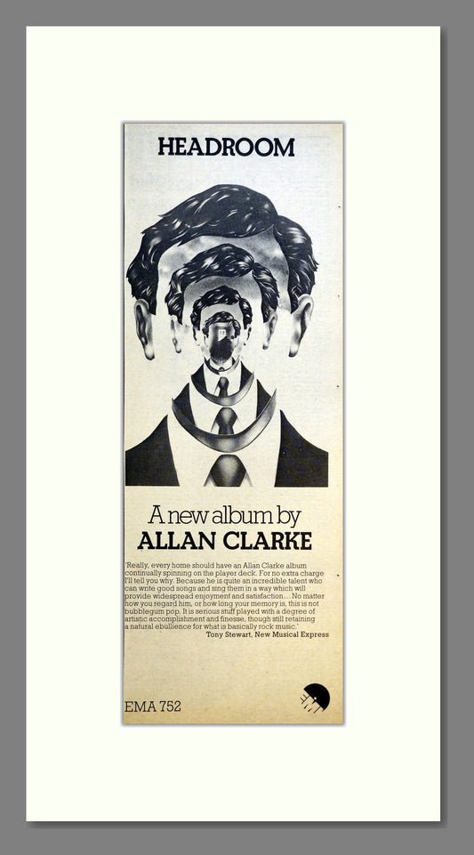 Allan Clarke - Headroom. Vintage Advert 1973 (ref AD200849)