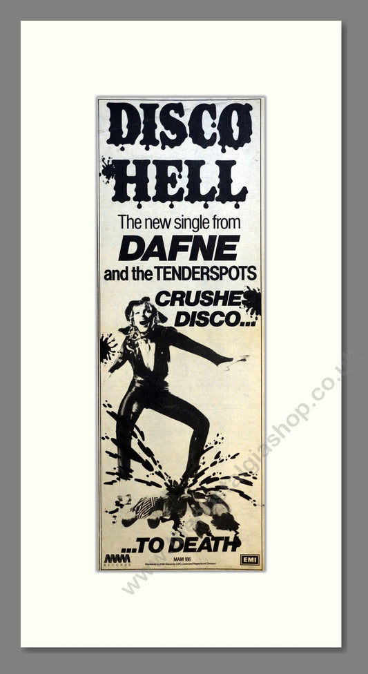 Dafne and The Tenderspots - Disco Hell. Vintage Advert 1979 (ref AD201062)
