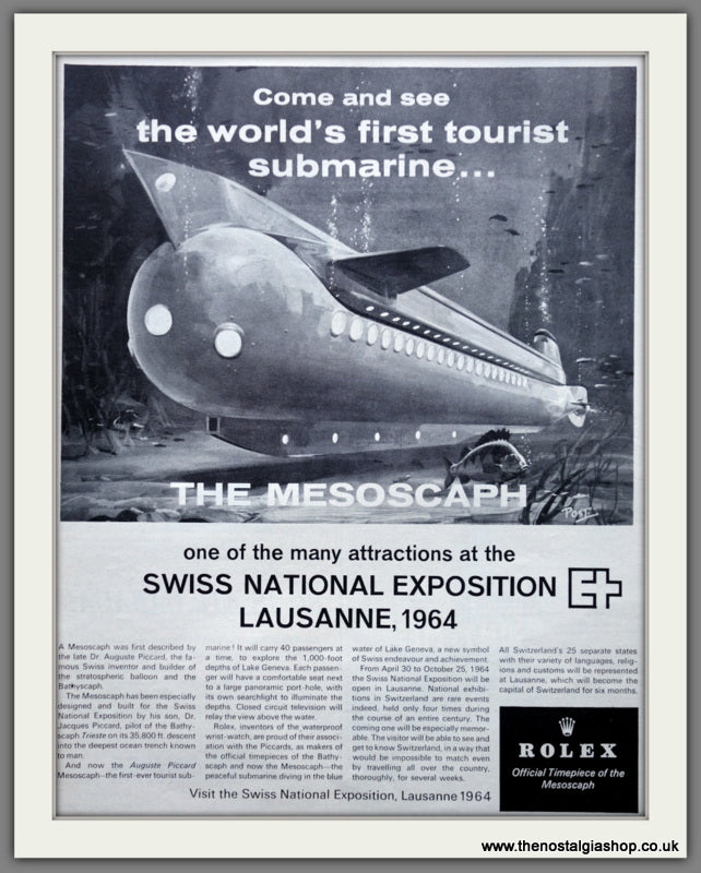 Rolex. Swiss National Exposition. Lausanne.  Original Advert 1964 (ref AD300135)