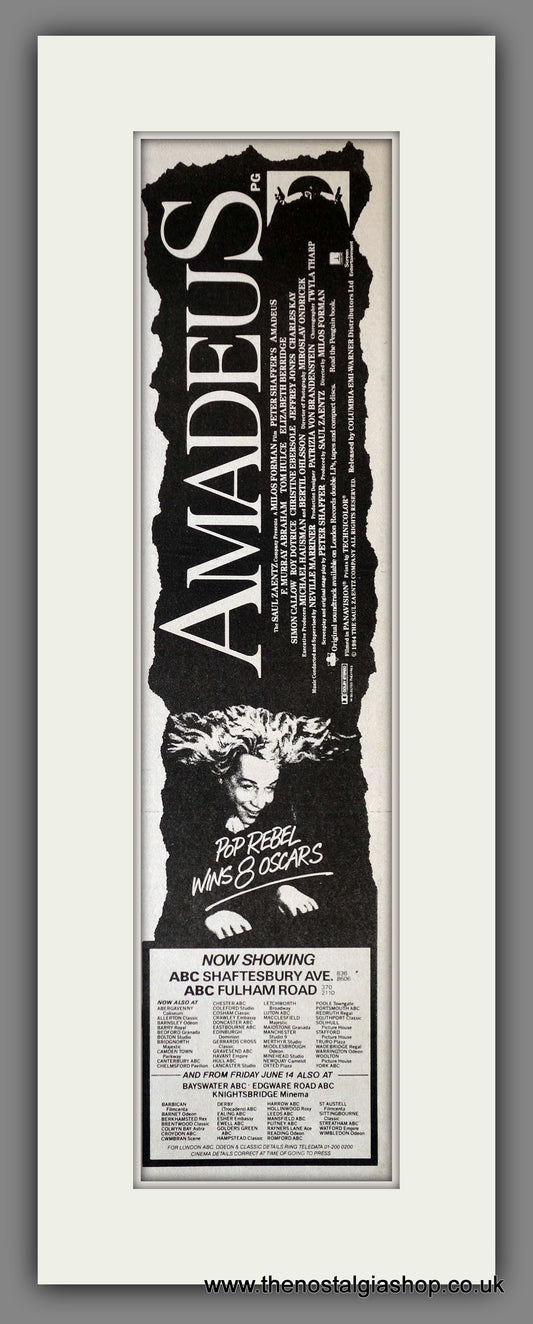 Amadeus. Vintage Advert 1985  (ref AD200297)