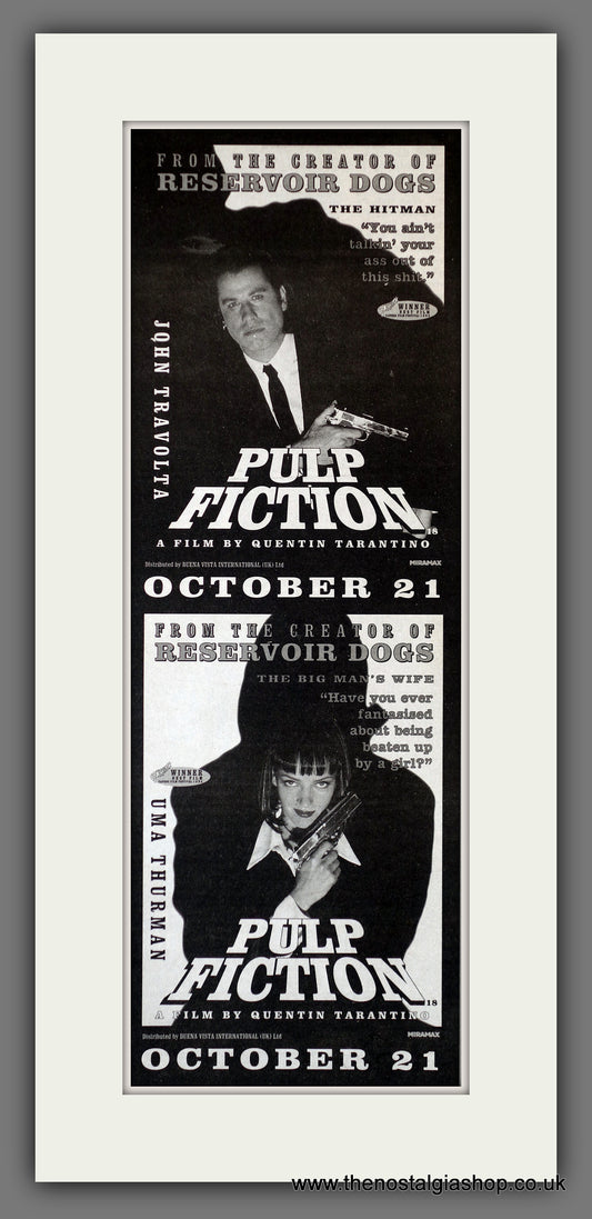 Pulp Fiction. Set of 2 Vintage Adverts 1994  (ref AD200327)