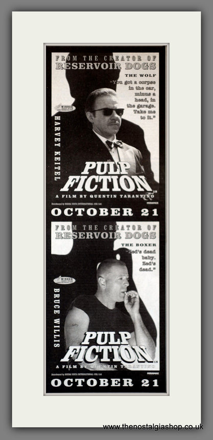 Pulp Fiction. Set of 2 Vintage Adverts 1994  (ref AD200327)