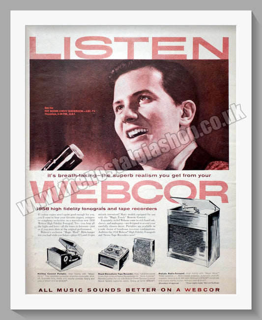 Webcor Fonographs and Tape Recorders. Original Advert 1957 (ref AD300482)