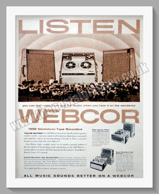 Webcor Stereofonic Tape Recorders. Original Advert 1958 (ref AD300483)