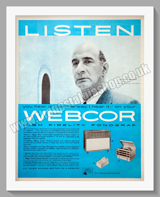 Webcor High Fidelity Fonograph. Original Advert 1957 (ref AD300484)
