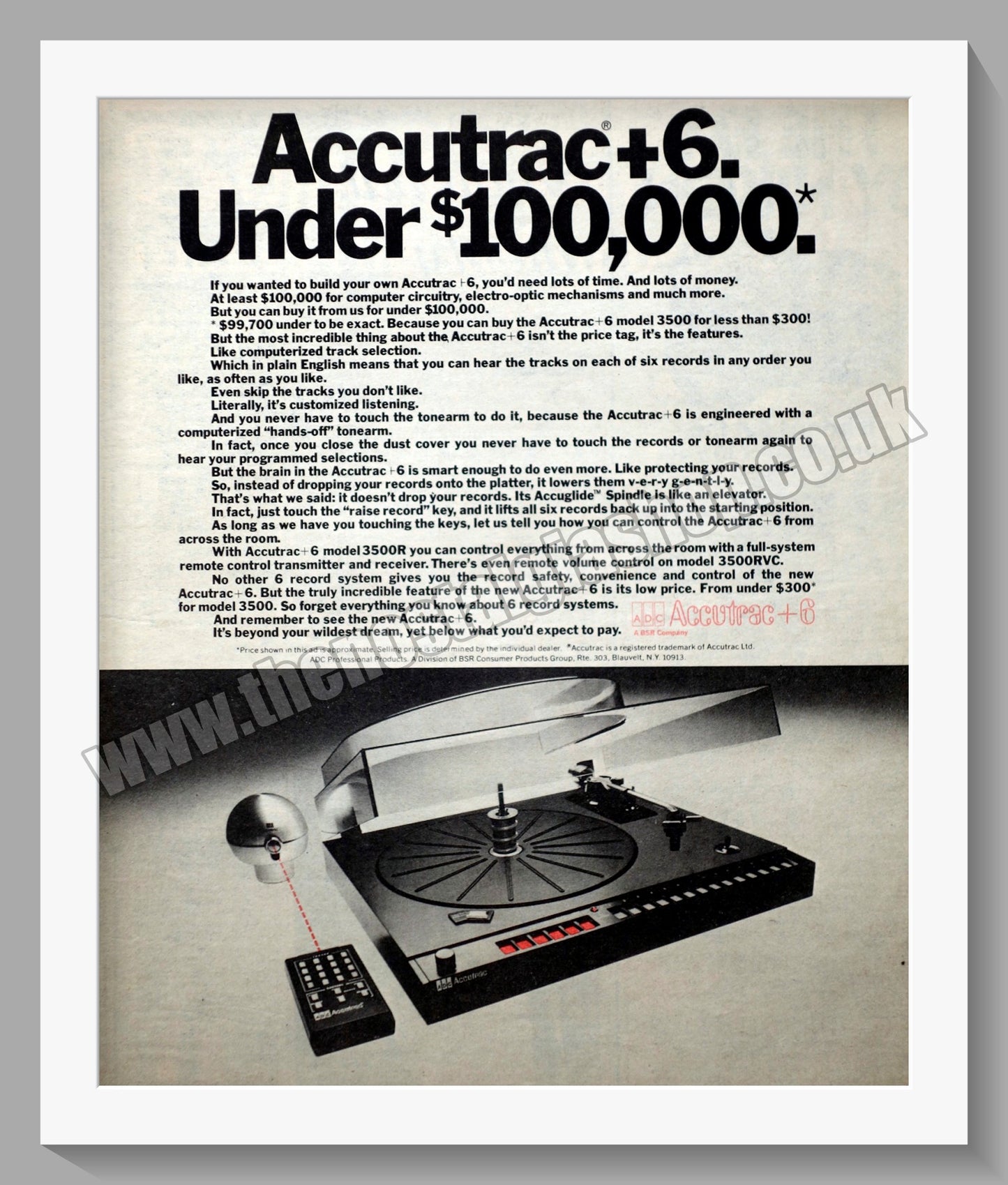 Accutrac +6 Record Player. Original Advert 1978 (ref AD300486)