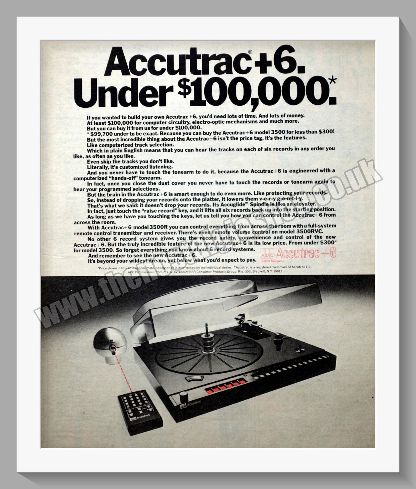 Accutrac +6 Record Player. Original Advert 1978 (ref AD300486)