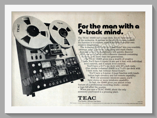 TEAC 3340S Tape Deck. Original Advert 1974 (ref AD300490)